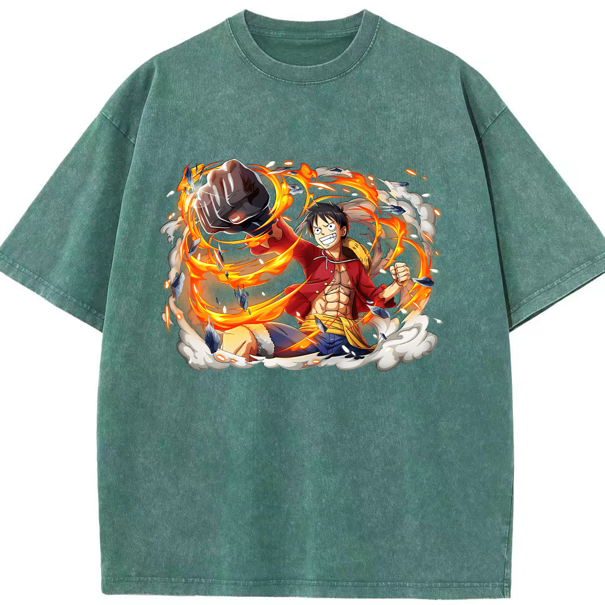 ワンピース モンキー・D・ルフィ ONE PIECE Monkey D. Luffy 綿100% ヴィンテージ風 半袖Tシャツ（フロントプリント）